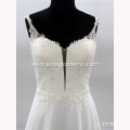 China White Women Party Luxury long train Simple Lace bride dress